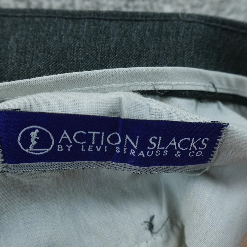 VTG Levis Pants Mens 42X32 Gray Action Slacks Chino‎ Dress Trouser Flat Front
